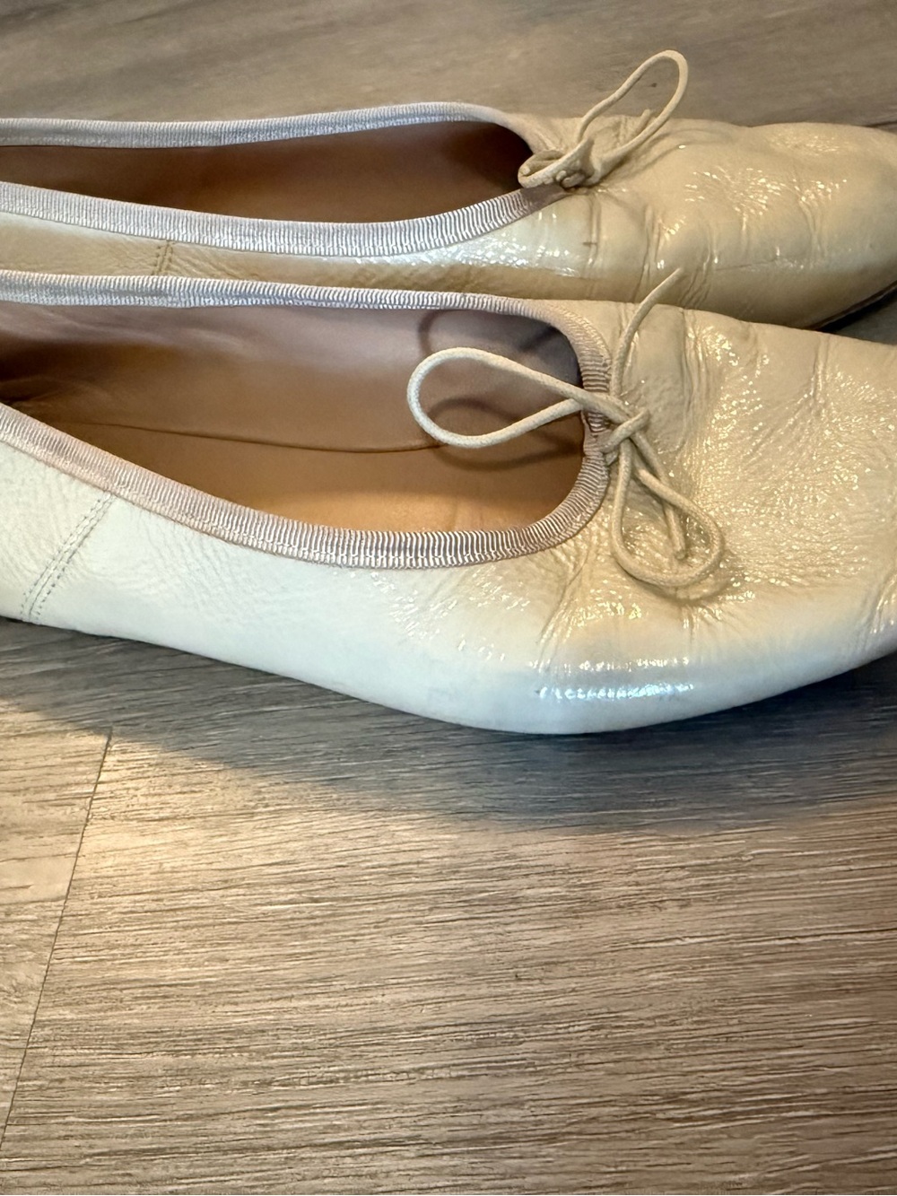 Mansur Gavriel Ivory Leather Ballet Flats with Bow - Picture 4 of 7